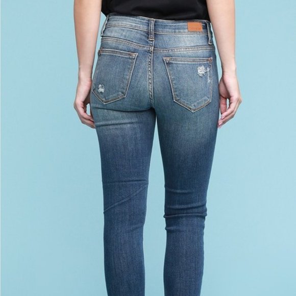 Judy Blue Buffalo Plaid Patch Skinny Jeans Size 5 - Picture 9 of 11